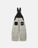 leopard print wide leg denim overalls front view