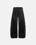Black Patchwork Barrel Jeans | Inflation Streetwear INFLATION