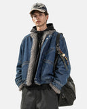 Faux Fur Padded Boxy Denim Jacket | Inflation Streetwear