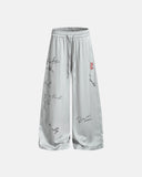 Glossy Graphic Wide-Leg Sweatpants | Inflation Streetwear
