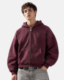 Monkey Washed Fleece Boxy Zip Up Hoodie | Inflation Streetwear
