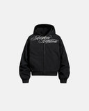 Camo Script Graphic Cropped Hoodie | Inflation Streetwear