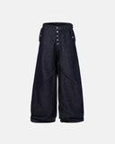 Buttons Up Raw Blue Baggy Jeans | Inflation Streetwear INFLATION