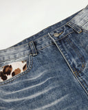 Cow Print Patch Baggy Jeans | Inflation Streetwear