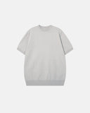 front view of lightweight knit relaxed pullover in cream white