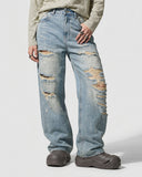 Distressed Ripped Straight-Leg Jeans | Inflation Streetwear INFLATION