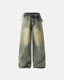 Distressed Washed Wide Leg Denim Jeans | Inflation Streetwear INFLATION