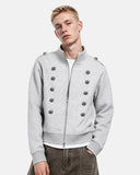 Silver Button Stand Collar Zip Jacket | Inflation Streetwear