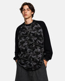 charcoal camo waffle raglan long sleeve t shirt front view