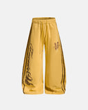 yellow leopard stripe baggy sweatpants front view