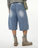 Star Rhinestone Longline Denim Shorts | Inflation Streetwear INFLATION