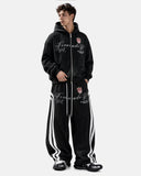 Washed Stripe Graphic Zip Up Hoodie | Inflation Streetwear