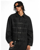 cropped streetwear denim jacket with structured boxy fit