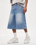 Blue Rhinestone Baggy Jeans Shorts | Inflation Streetwear