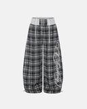Rhinestone Script Plaid Barrel Pants | Inflation Streetwear