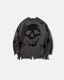 Distressed Skull Knit Sweater | Inflation Streetwear