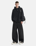 Washed Quarter-Button Boxy Hoodie | Inflation Streetwear