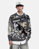Comic Graphic Crew Neck Knit Sweater | Inflation Streetwear