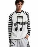 black and white striped long sleeve streetwear tee