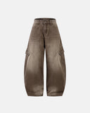 Brown Acid Wash Barrel Jeans | Inflation Streetwear INFLATION
