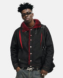 Red Faux Fur Denim Jacket | Inflation Streetwear
