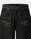 Pocket Embroidery Raw Barrel Jeans | Inflation Streetwear INFLATION