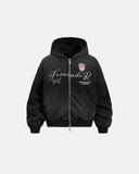 Washed Stripe Graphic Zip Up Hoodie | Inflation Streetwear