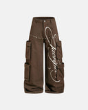 Script Graphic Wide Leg Cargo Pants | Inflation Streetwear
