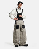 model full body styling in relaxed fit streetwear overalls