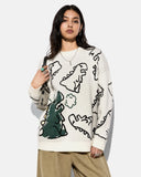 Dinosaur Graphic Crew Neck Knit Sweater | Inflation Streetwear