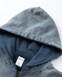 Blue Distressed Acid Wash Zip Up Hoodies | Inflation Streetwear INFLATION