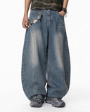 Deconstructed Washed Barrel Jeans | Inflation Streetwear INFLATION