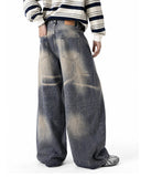 whisker wash detail on denim pants