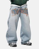 Light Wash Wide Leg Graphic Jeans | Inflation Streetwear