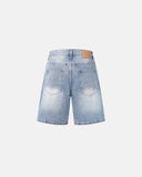 Ripped Mid-Length Washed Denim Shorts | Inflation Streetwear INFLATION