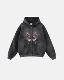 INFLATION Washed Graphic Zip Up Hoodies INFLATION