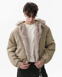 Detachable Hooded Faux Fur Padded Jacket | Inflation Streetwear INFLATION