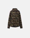front product view of camo waffle high-neck hoodie