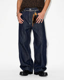 dark indigo baggy jeans on-body side view