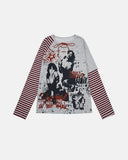 Lace-Up Layered Graphic Long Sleeve T-Shirt | Inflation Streetwear