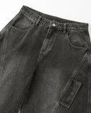 Distressed Washed Cargo Barrel Jeans | Streetwear INFLATION