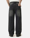 Whiskered Rhinestone Baggy Denim Jeans | Inflation Streetwear INFLATION