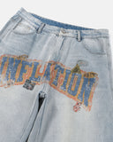 Vintage Graphic Wave Baggy Jeans | Inflation Streetwear
