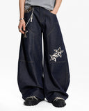 leopard patch pocket denim jeans back view