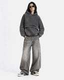 Washed Reflective Piping Boxy Hoodie | Inflation Streetwear