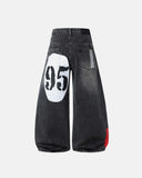 black 95 graphic barrel jeans back view