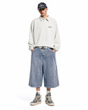 premium textured denim shorts