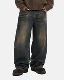 Dirty Wash Graphic Wide Leg Jeans | Inflation Streetwear