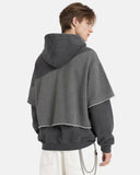Washed Layered Raw Edge Boxy Hoodie | Inflation Streetwear