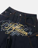 Raw Indigo Wash Wide Leg Jeans | Inflation Streetwear
